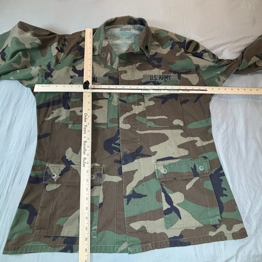 Vintage 90s Us Army Bdu Combat Coat Men’s Large Woodland Camo Forscom Patch - Picture 8 of 10